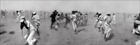 Raghu Rai Dust Storm Created by a VIP Helicopter, Rajasthan 1975 Digital print on archival paper 20 x 62 in.