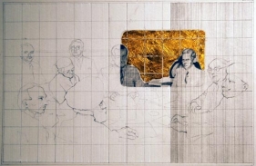 Hasnat Mehmood UNTITLED II 2007 pencil, gouache and gold leaf on paper 20 x 30 in.  SOLD