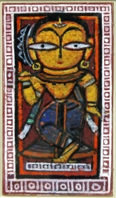 Jamini Roy  Untitled (Woman with Rice) Gouache on card 21 x12 in.