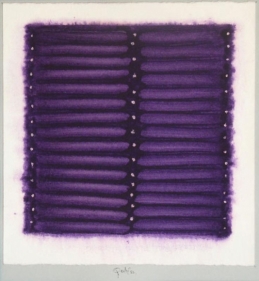 Sohan Qadri UNTITLED 1 (PURPLE STRIPES IN WHITE BACKGROUND) Watercolor on paper 8 x 8 in