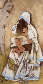 M. F. Husain UNTITLED (MOTHER TERESA) 2004 Acrylic on canvas 67.5 x 36 in.
