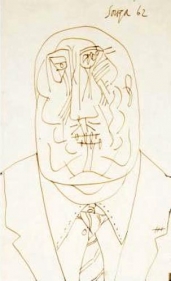 F. N. Souza UNTITLED (DRAWING 4) 1962 Pencil, pen and ink on paper 13 x 8 in.  SOLD