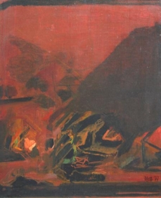 S. H. Raza Untitled (Brown Abstraction) 16 x 13 in. Oil on canvas 1977 Estimate - $22,000 - $28,000