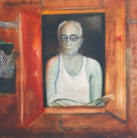 Anjolie Ela Menon LOOKING OUT OF A WINDOW 2004 Oil on canvas 36 x 36 in.  SOLD