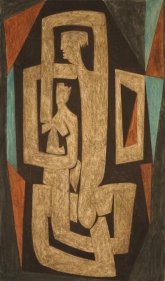 Sadequain MAN AND WOMAN 1985 Oil on canvas 52 x 31.5 in.