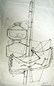M. F. Husain Ahmedabad 1959 Ink on paper 12.5 x 8 in.