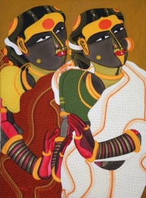 Thota Vaikuntam TWO WOMEN 2008 Acrylic on canvas 24 x 18 in.