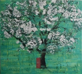 G.R. Iranna The Wise Tree 2016 Oil on tarpaulin 66 x 54 in.
