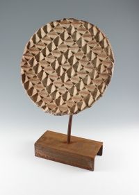 Halima Cassell  Pl r2, 2011  Hand carved unglazed stoneware clay  16 x 13 in
