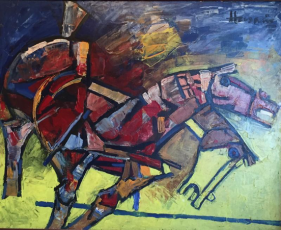 M.F. Husain HORSES 1982 Acrylic on canvas 40 x 50 in.