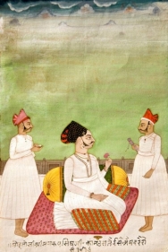 Portrait of Mohata Ji and Shri Manrup Ji, signed by Isa India, Bikaner Opaque watercolor and gold on paper c. 1780 8 x 5.5 in.