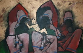 M. F. Husain MOTHER THERESA Oil on canvas 37.5 x 60 in.