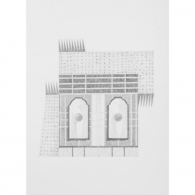 Seher Naveed  Contraption 8, 2021  Graphite on paper  15.75 x 11.75 in