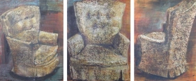 Indrapramit Roy THE CHAIR (TRIPTYCH) 2005 Mixed media on paper 29 x 63 in.