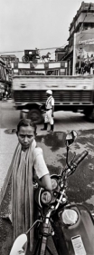 Raghu Rai TRAFFIC CONSTABLE AND HORSE BAGGHIE, KOLKATA 2004 Digital scan of photographic negative on archival paper 54 x 20 in.