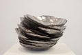 Adeela Suleman  Stacked, 2009  Electroplated steamers, drain cover nuts & bolts  18 x 18 x 14 in