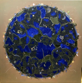 Jagannath Panda (b.1970)  Earth’s Whisper - 1, 2018  Acrylic, Fabric, glue.  60h x 60w in