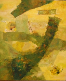 Ram Kumar UNTITLED ABSTRACT (GREEN/YELLOW) 2007 Oil on canvas 36 x 30 in.