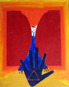 M.F. Husain UNTITLED (HAND) 1960s Oil on canvas 18 x 14 in.  SOLD