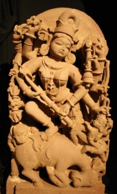 Durga India Pink sandstone 9th/10th Century 44 in.