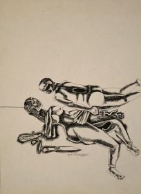 Laxma Goud Untitled (Couple with Knife) 1983 Ink on paper 10 x 14 in.