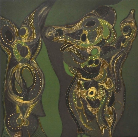 Unver Shafi Khan THE GREAT DEBATE 2010 Acrylic on canvas 18 x 18 in.