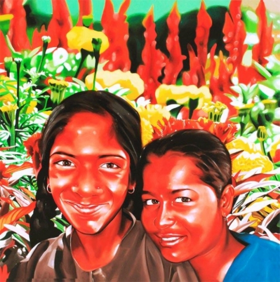 Binoy Varghese REFUGEES / THEIR OWN LANDS - VIII 2009 Acrylic on canvas 60 x 60 in.