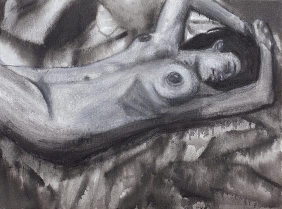 Sharmistha Ray NUDE 4 2013 Charcoal and ink on canvas 12 x 16 in.