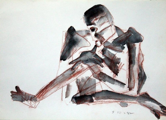 Somnath Hore RUST SERIES 21 1982 Watercolor and crayon on paper ​10 1/8 x 14 1/4 in.