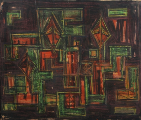 Rasheed Araeen Hyd V 1963 Watercolor, pastel and black ink on paper 25 x 29.5 in.