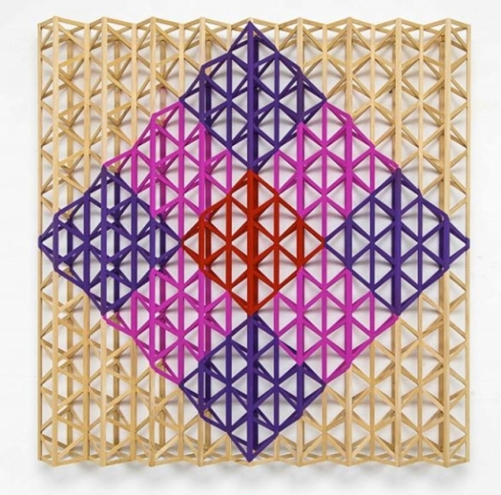 Rasheed Araeen Red Square Breaking Into Rainbow Colors 2015 Acrylic on wood 63 x 63 x 7 in.
