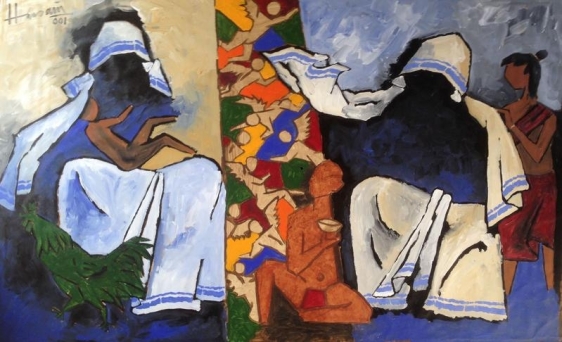 M.F. Husain UNTITLED (MOTHER TERESA) 2001 Acrylic on canvas 50 x 80 in.