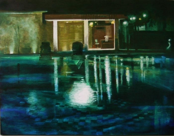 Indrapramit Roy THE POOL 2009 Oil on canvas 42 x 54 in.