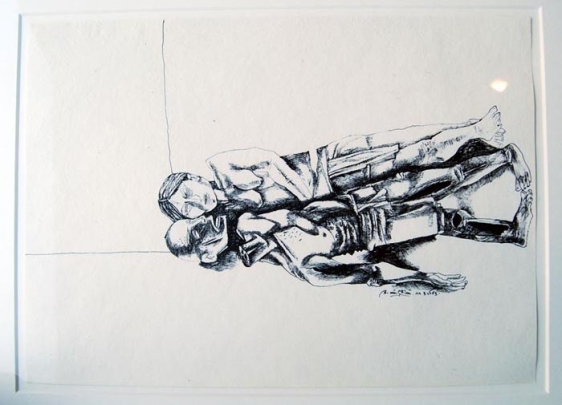 Laxma Goud UNTITLED (PRONE COUPLE) 1983 Ink on paper 10 x 14.5 in.