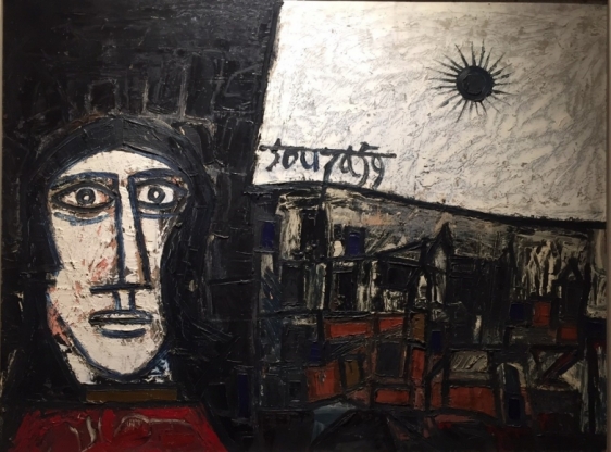 F.N. Souza  Untitled (Landscape and Face)  1959  Oil on board  29 x 37.5 in.
