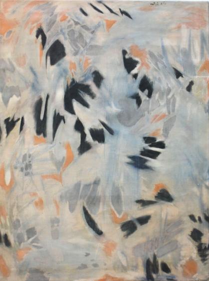 N. S. Bendre Untitled (Blue, Grey and Orange) 1965 Oil on canvas 48 x 36 in.